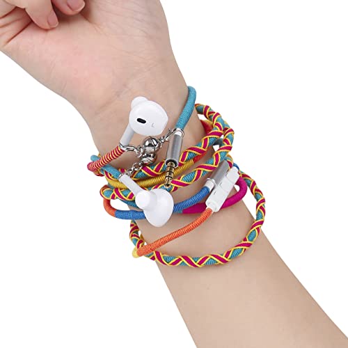 URIZONS Auriculares Trenzados con Cable y micrófono - Auriculari de Pulsera envueltos con Hilo de Tribu Tejido a Mano para i Phone tabletas portátiles