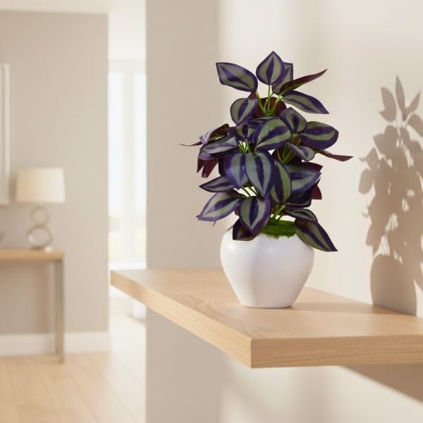 Image of fancymart Artificial Plant Leaves in Apple Pot (30 cm Height) | Small Potted Plant for Office Desk | Home Decor for Living Room | Cafe & Restaurant Table Decoration