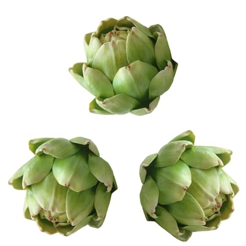 WESAPPINC Large Artificial Artichoke Fake Vegetables and Fruits for Kitchen Home Table Wedding Decorations (3pack Big Green)