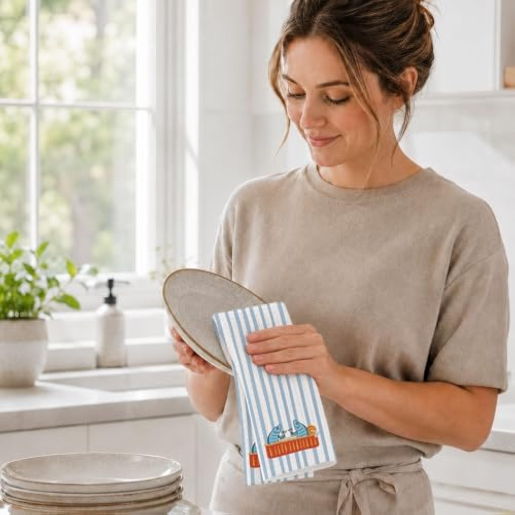 Cute Sardine Tin Coastal Kitchen Towels, Nautical Fish Art