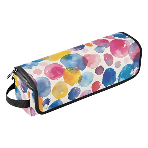 Organizador para herramientas de peinado, bolsa portátil con diseño acuarela y puntos, con tapete resistente al calor para plancha, rizadora y otras herramientas de peinado