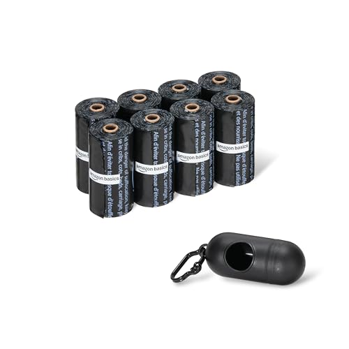 Image of Amazon Basics Dog Poop Bags, 120 Count, Enhanced for Guaranteed Leakproof, Unscented, Black