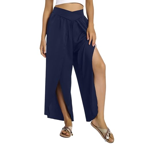 Pantalon palazzo ample femme fluide léger décontracté chic taille haute