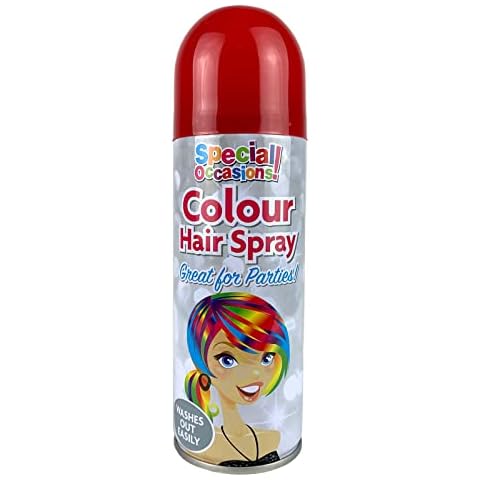 AL-FAHMI Hair Spray Temporary Xmas NewYear Party Temporary Hair Colour Spray Fancy Dress Colours Wash Out (Red) Cover