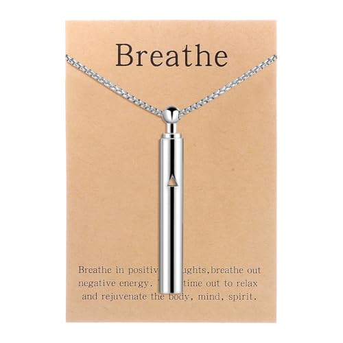 Mindfulness Breathing Necklace Anxiety Breathe Easy Stress Relief Pendant Stainless Steel Promote Calm, Mindfulness and Relaxation for Women Men2