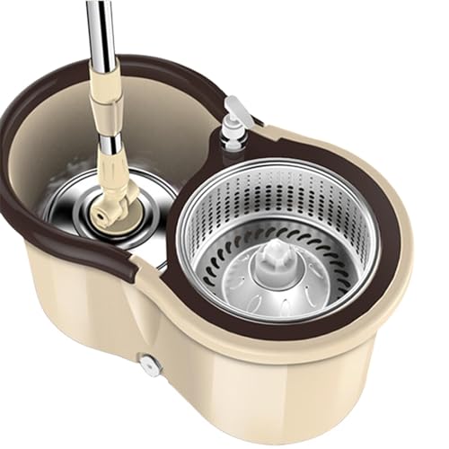 絞り器付きモップバケツ、絞り器付き床掃除用モップ,モップ回転可能なマイクロファイバーモップ フロアモップとバケツのセット - 軽量モップバケツクリーニングシステム床窓壁用床クリーニングシステム