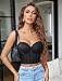 Avidlove Bustier Tops for Women V Neck Lace Bralettes Corset with Underwired Sexy Concert Crop Top Black