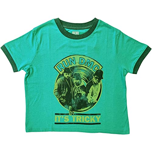 Crop Top Run-DMC T-Shirt Vert Vintage Femme Musique Hip Hop Retro