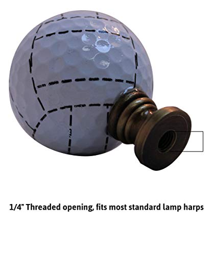 Image of Volleyball Lamp Finial, White with Black Stripes, 2.25 inchh