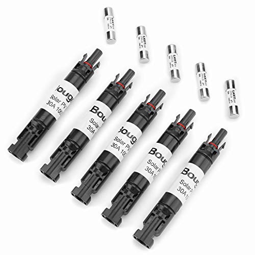 Image of BougeRV 5PCS 30A Solar Fuses Holders Inline, 5PCS PV Inline Fuse Holders 30 Amp for Solar Panel and Solar Controller, Waterproof Solar Fuse Connectors, Solar Surge Protection Device