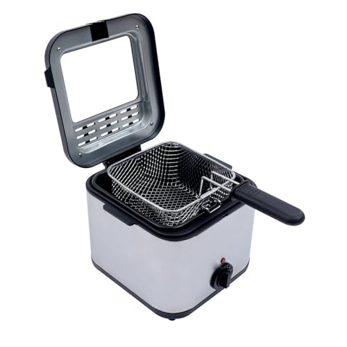 Electric Deep Fryer with Basket 1000W Countertop Deep Fryer Stainless Steel 2.5 L Oil Capacity for French Fry Restaurants Fast Food Stands Snack Bars Parties