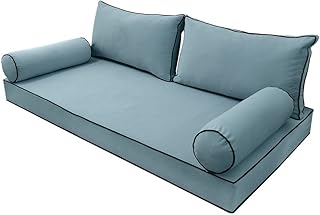 V2 Velvet Indoor Daybed Mattress Pillow Cover Complete Set Contrast Pipe Full AD355