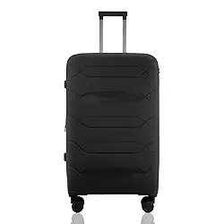 Mala Grande Polipropileno Despachada Viagem Internacional Expansiva Rodas Duplas 360º Cadeado TSA Gladiador P1G Preto