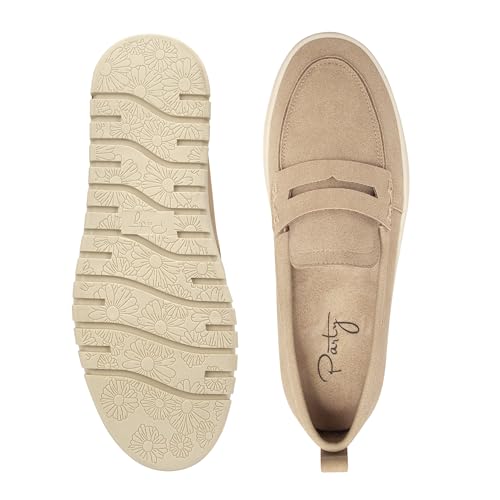 Image of PARTY Loafers for Women, Comfortable Women's Loafers, Casual Dress and Work Slip-Ons, Sand, 9