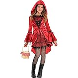amscan 849829 Girls Gothic Red Riding Hood Costume - Medium (8-10)1 set, Multicolor