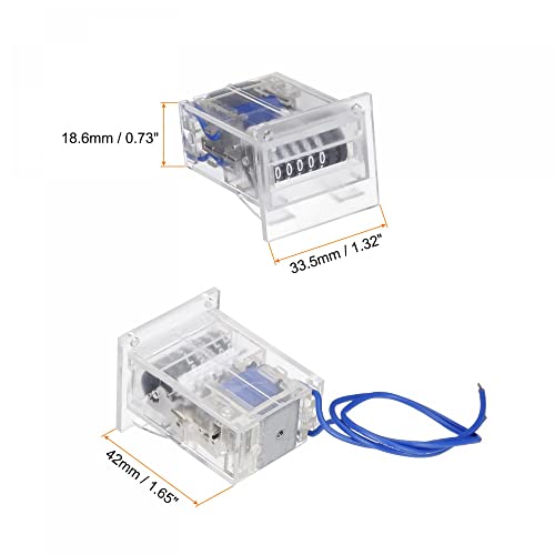 Image of uxcell Electromagnetic Counter, 5 Digit 0-99999 Counting Range Electronic Pulse Counter Digital Counter Totalizer DC12V