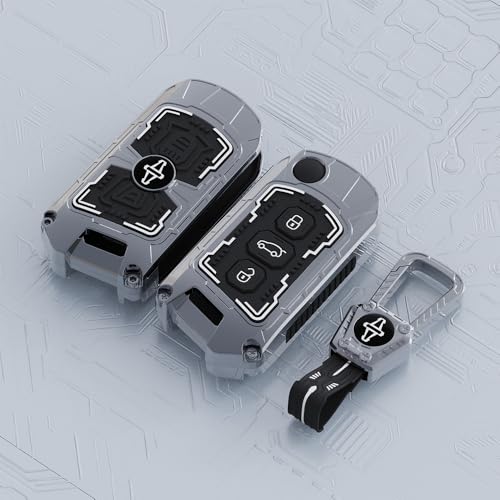 Image of Car Key Cover Compatible for Mahindra Scorpio N | 3Xo | Xuv 300 | Marazzo | Xuv 700 | Xuv 400 Ev | Bolero | Thar | Thar Roxx 3 Button Flip Key (Mecha Silver Black)