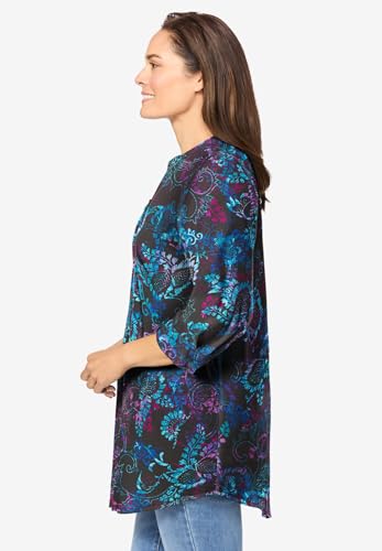 Woman Within Plus Size Rayon 7-Day Three-Quarter Sleeve Tab-Front Tunic3