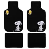 Plasticolor 002369R01 Peanuts Snoopy and Woodstock 4pc Carpeted Front and Rear Floor Mat Set - 4 Pieces