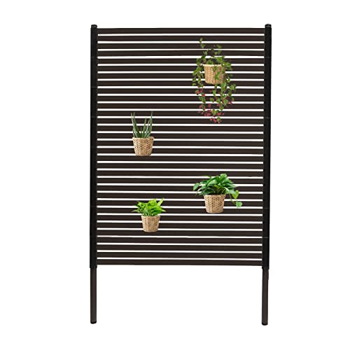 YIYIONCE Outdoor Privacy Screen Metal Balcony Privacy Screen Freestanding Privacy Fence Panels for Outside Privacy Screen with Stand 11.81In Height Adjustable for Garden-Brown | US Stock (90x150cm)