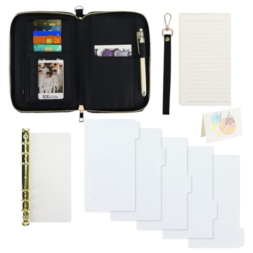 Portefeuille A6 en cuir synthétique zippé de haute qualité avec recharges