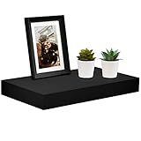 WELLAND 16 inch Black Mission Floating Shelves for Wall, Bathroom Wall Mount Shelves, Wood Modern Display Shelves, Book Shelves,for Bedroom,Living Room and Kitchen