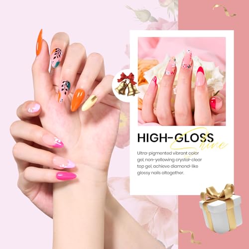beetles Spring Gel Nail Polish Set - 36 Colors Verse of Flower Gel Nail Kit Pink White Black Red Purple Blue Yellow Gel Colors & 3Pcs Base Top Coat Soak off UV Home Salon Valentines Gift for Women