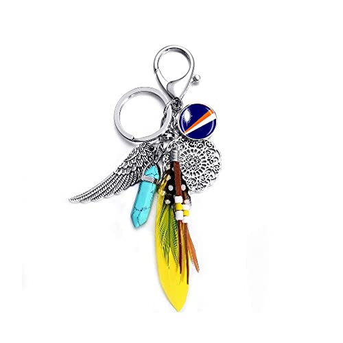 Porte-clés style drapeau des îles Marshall - Sac à dos - Porte-clés - Décoration de voyage - Cadeau souvenir, Îles Marshall