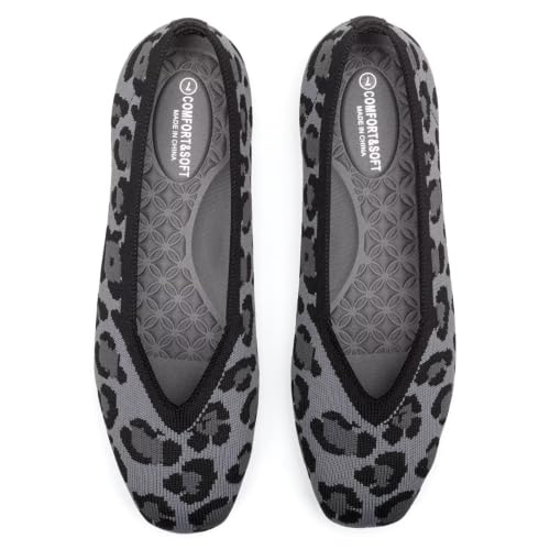Image of Frank Mully Women Square Toe Flat Shoes Comfortable Knitted Flats | Walking Shoes