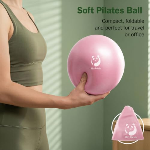Image of Slim Panda Pilates Ball, 9 Inch Small Exercise Ball, Anti Burst Mini Yoga Ball for Stability, Workout, Barre, Core Strength, Physical Therapy, Balance, Stretching