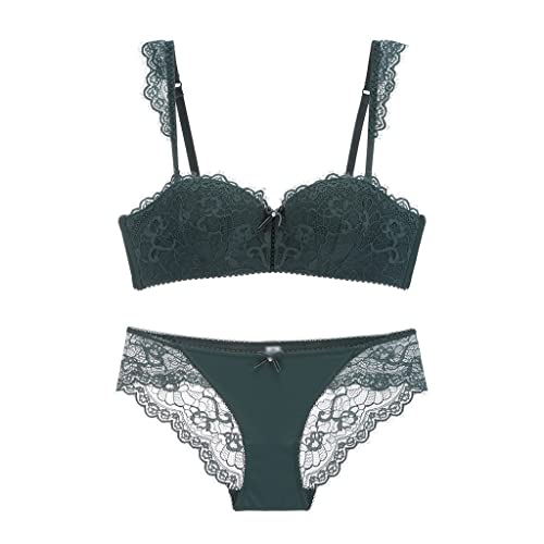 Soutien-gorge en dentelle verte 70B à bretelles froncées amovibles pour maintien parfait