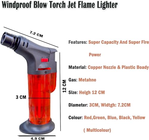EshoppyZon Refillable Windproof Jet Flame Gas Lighter + 1 Refill - Image 3