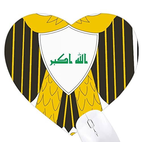 Tapis de souris en forme de coeur emblème national pays l'iraq haute finition
