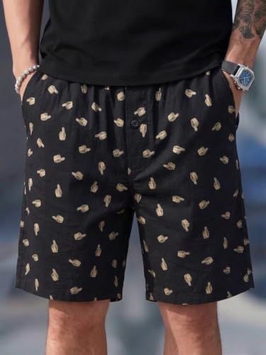 Image of Men's Cotton Casual Shorts |Striped Half Pants for Men |Comfortable | Elastic Waist with Drawstring | Lightweight & Comfortable for Beach Vacations, Casual Daily Outings & Sleepwear Bermuda Shorts