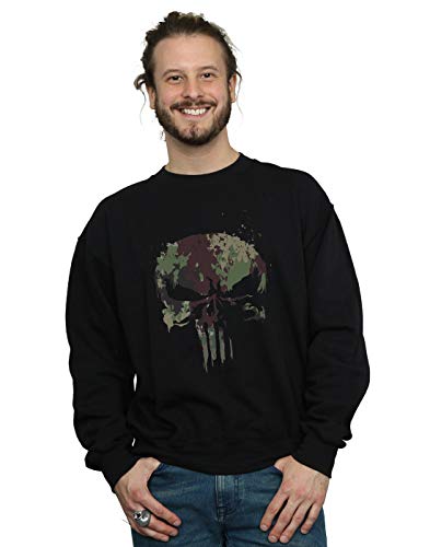 Marvel Men's The Punisher TV Series Camo Skull Sweatshirt Black Medium