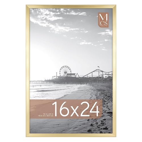 MCS Foundation 16x24 Poster Frame Traditional Brass, Vertical & Horizontal Wall Hanging Large Picture Frame for Photos, Posters & Art Prints (1-Pack)