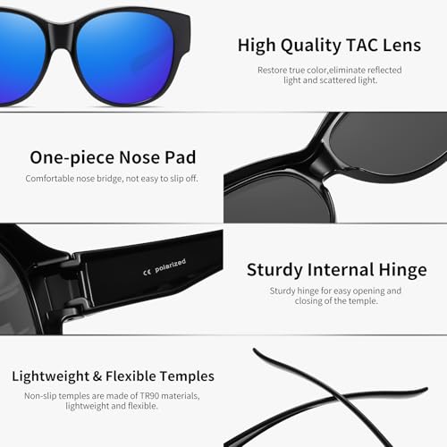 Image of GEGURI Polarized Sunglasses Fit Over Glasses for Men Women, Oversized Square Sun Glasses UV400 Protection Shades