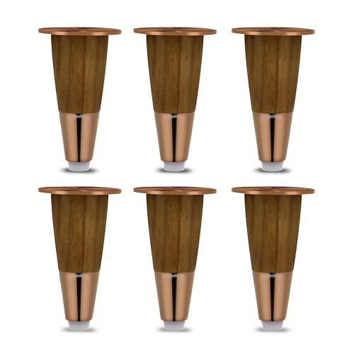 Image of Plantex 4 Inch Sofa Legs for Bed Furniture /Sofa Legs for Table /Sofa Support Legs with Rubber Grip (Rose Gold, 6 Pcs)
