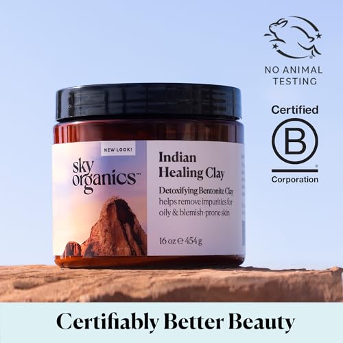 Sky Organics - Indian Healing Clay, 16 oz - Detoxifying Bentonite Clay Powder - Exfoliating Face Mask - Pore Cleaner - Combination & Oily Skin - Natural, Vegan & Cruelty Free - Skin Care w ebook