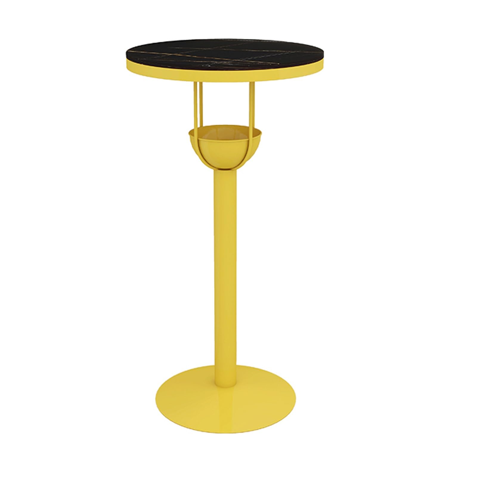Tavolo alto, tavolini alti da bar esterno, design a doppio strato, piano in pietra sinterizzata, disponibile in diversi colori, 55x55x105 cm(Yellow)