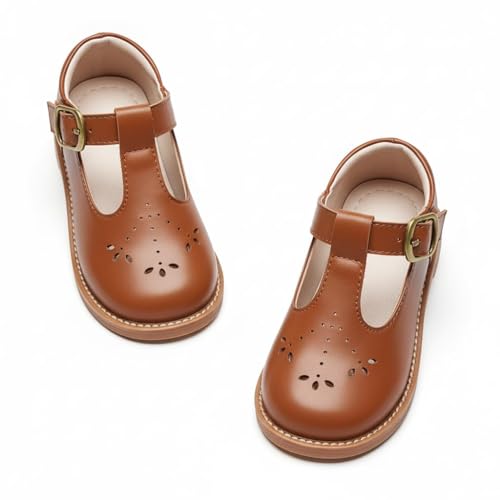 Image of GINFIVE Toddler Girls Dress Shoes Little Kids Flats School Mary Janes Shoes