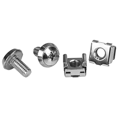 Image of StarTech 100-Pack M6 12mm Screws, Square Hole Cage Nuts and Installation Tool, Hardware Mounting Kit for 19 inch or 10 inch Server Racks, Cabinets and Enclosures, Silver - TAA