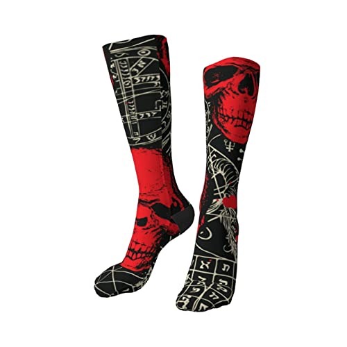 zsst Calcetines para mujeres hombres cráneo brujería demonio Satanás psicodélico alta rodilla calcetines casuales calcetines de compresión
