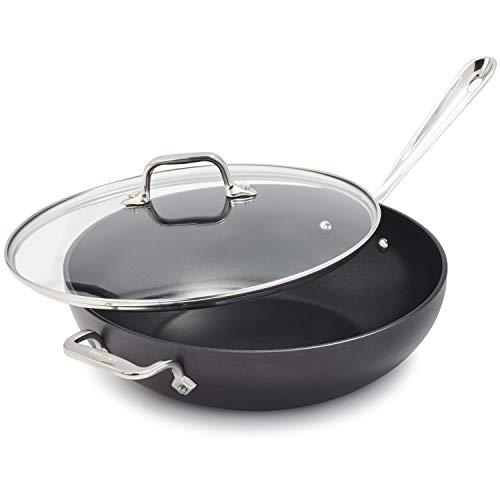 Image of All-Clad HA1 Hard Anodized Nonstick Chef's Pan,12 Inch Induction Oven Broiler Safe 500F, Lid Safe 350F Pots and Pans, Cookware Black