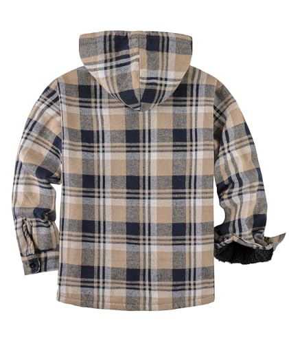 Image of SCODI Men's Flannel Jacket Sherpa Lined Plaid Fleece Hoodies Zip Up Coat | Winter Warm Outwear, Thick Sweatshirt, Outdoor, Ski, Hiking, Sports, Work, Office, Daily Wear, Machine Wash, with 4 Pockets