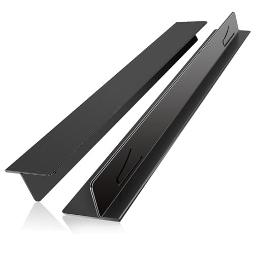 Stove Gap Covers,Stove Gap Filler Stainless Steel,13.8'' to 27.5'' Adjustable Length (2PCS),Range Trim Kit,Oven Stove Gap Guard Between Stovetop and Counter,Easy to Clean Heat Resistant, Black