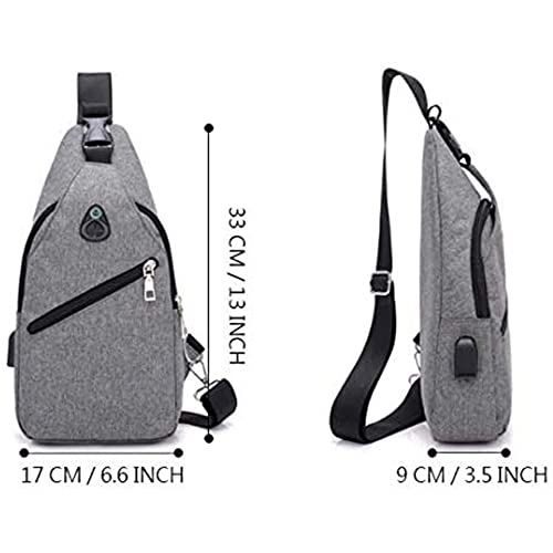 Aosbset Unisex Sling Chest Bag Splash Proof Oxford Cloth Shoulder Fanny Pack Adjustable Strap All-match for Men Women Chest Bag Zipper USB Charging Port Design - Image 5