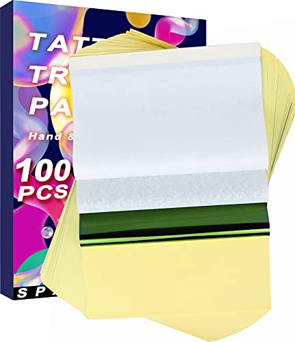 Tattoo Transfer Paper - 100 PCS Tattoo Stencil Paper for Tattooing - Easy to Transfer Tattoo Paper, Clear & Dark for Tattoo Stencil Printer Machine, 8.3"x11.7"