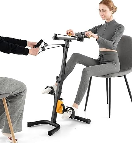 Pedal Exerciser Bike Hand Arm Leg and Knee Peddler,Foldable Pedal Exerciser for Seniors, Home Pedal Exercise Bike Adjustable Fitness Equipment for Total Body