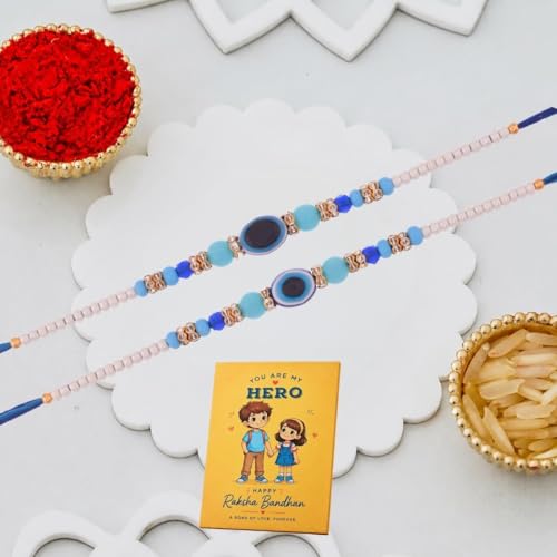 Image of Great Art Rakhi Set with Roli Chawal & Fridge Magnet | Traditional Raksha Bandhan Combo-FM128